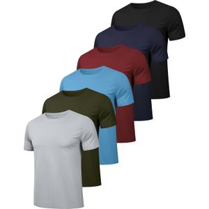OYGSieg 5 Pack Workout Shirts for Men Short Sleeve Athletic Active Tops Quick Dry Crew Neck T Shirt for Running (XXL)