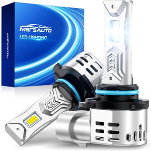 Marsauto HB3 Fog Light for Powersports ATV/UTV, 60,000LM 9005 Driving Light Bulbs with Silent Fan, Plug and Play, Off-Road Use or Fog Light, Pack of 2