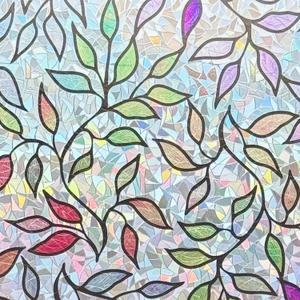 Colored Leaf Privacy Window Film Static Cling 3D Prism Glass Door Cling Non-Adhesive UV Protectionv Easy Removable Sticker Covers,35 inches by 78.7 inches