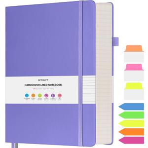 Lined Notebook Journal for Women Men, Large A4 College Ruled Notebook, 312 Numbered Pages Notebooks for Work, 100gsm Paper Daily Journal, Hardcover Vegan Leather Journals for Writing Office, Purple