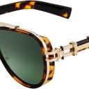 Polarized Aviator Sunglasses UV400 Protection for Men, Women - Vintage Gold Frame, Trendy Shades for Driving, Everyday Wear