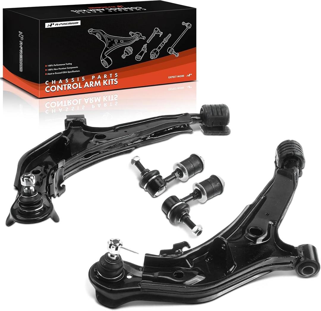 A-Premium Set of 4, Front Lower Control Arm, Sway Bar Link, Compatible with Nissan Maxima 1995-1999, Infiniti I30 1996-1999