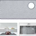 Silicone Sink Protector 28.3"x14.3" Right Drain Hole, Heat Resistant Non-slip Dishwasher Suitable, Large Sink Mat for Bottom of Farmhouse Kitchen Stainless Steel Sink