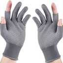 4 Pair High Dexterity Nylon 13 Gauge Knit Glove with PVC Dots-Lightweight Open Finger Glove Design Breathable Fingerless Gloves for Fishing/Cycling/
