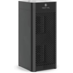 Medify MA-40 UV Light Air Purifier with True HEPA H14 Filter | 1,793 ft Coverage in 1hr for Wildfires Smoke, Odors, Pollen, Pets | Removal to 0.1 Microns | Black, 1-Pack