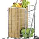 Whitmor Utility Shopping Cart - Durable Folding Design for Easy Storage, Model Number: 6250-4997-2-SIOC,  11"L x 13.25"W x 34.25"H, Gray