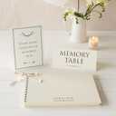 ANGEL & DOVE Funeral Guest Book & 2 Signs Set - Ivory, 12 x 8 - Create a Beautiful Memory Table at a Memorial or Celebration of Life