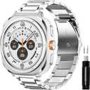 GOLDTOLUCK No Gap Stainless Steel Band Compatible with Samsung Galaxy Watch 8 7 6 5 4 Classic FE Pro Ultra 40mm 44mm 46mm 43mm 47mm 45mm 42mm Replacement Men Women Milanese Metal Elegant Casual (Silver)