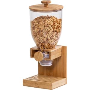 Honey-Can-Do Bamboo Cereal Dispenser with Airtight Lid Countertop Dry Food Dispenser for Kitchen Organization Eco-Friendly Cereal Container for Pantry