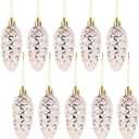 ABOOFAN 10pcs Pinecone Christmas Ornaments Large Glass Pine Cone Hanging Ornaments for Xmas Tree DIY Crafts Fall Thanksgiving Day Decoration