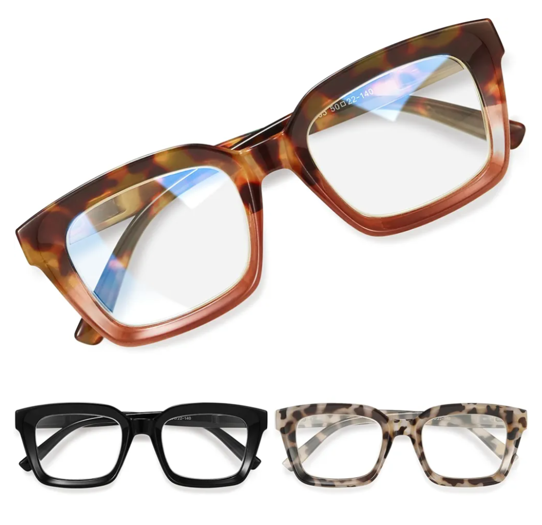 miyya Stylish Reading Glasses for Women, Cheaters Eyeglasses, Oversized Blue Light Readers, Fashion Eye Glasses 3.0