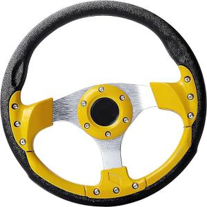 Golf Cart Steering Wheel,Universal Modified Golf Cart Skid Steering Wheel,for Club Car EZGO RXV and TXT, Yamaha, Precedent Tempo (Yellow)