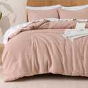 PHF Soft Waffle Comforter Set Queen Size- Comfy Breathable Waffle Weave Comforter with 2 Pillow Shams, 3 Pieces No Snagging Lightweight Bedding Set for All Season, Rose Pink
