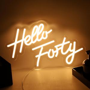 Hello Forty Neon Sign 40th Birthday Decorations for Women Happy Birthday Neon Sign 40th Gifts Wall Decor Happy Birthday Light Up Sign 