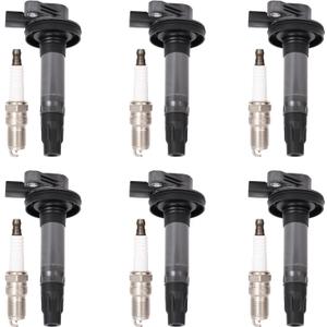 Set of 6 Ignition Coil Pack and Spark Plugs Fits for 3.7 3.5 V6 Ford Edge Flex Taurus Lincoln MKS MKT MKZ MKX Mercury Sable 2008 2009 2010 2011 2012 2013 2014 2015 2016 UF553 5019