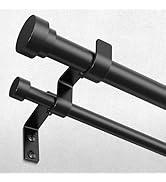 Double Curtain Rods for Windows 72 to 144 Inch, Adjustable Decorative Dual Curtain Rod, Heavy Duty Double Drapery Pole with Gold Foil Finials for Living Room