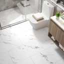 FunStick 12"x24" 15 Pcs White Peel and Stick Floor Tile Marble Vinyl Flooring for Bathroom Grey White Sticky Floor Tile for Kitchen Wall Tiles Peel and Stick on RV Laminate Flooring Tiles Waterproof