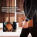 Premium Leather Cigar Humidor Set - Cedar Wood Liner, with Gold Cigar Holder, Embedded Gold Hygrometer, V Cigar Cutter & Punch, Humidifier, Precious Travel Cigar Case for Birthday Gift, Festival (Medium, Brown)