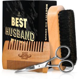 Husband Gifts for Him - Beard Kit for Men Grooming and Care with Brush, Comb, Scissors & Storage Bag - Husband Birthday Gift Ideas, Anniversary Retirement Birthday Gifts for Men