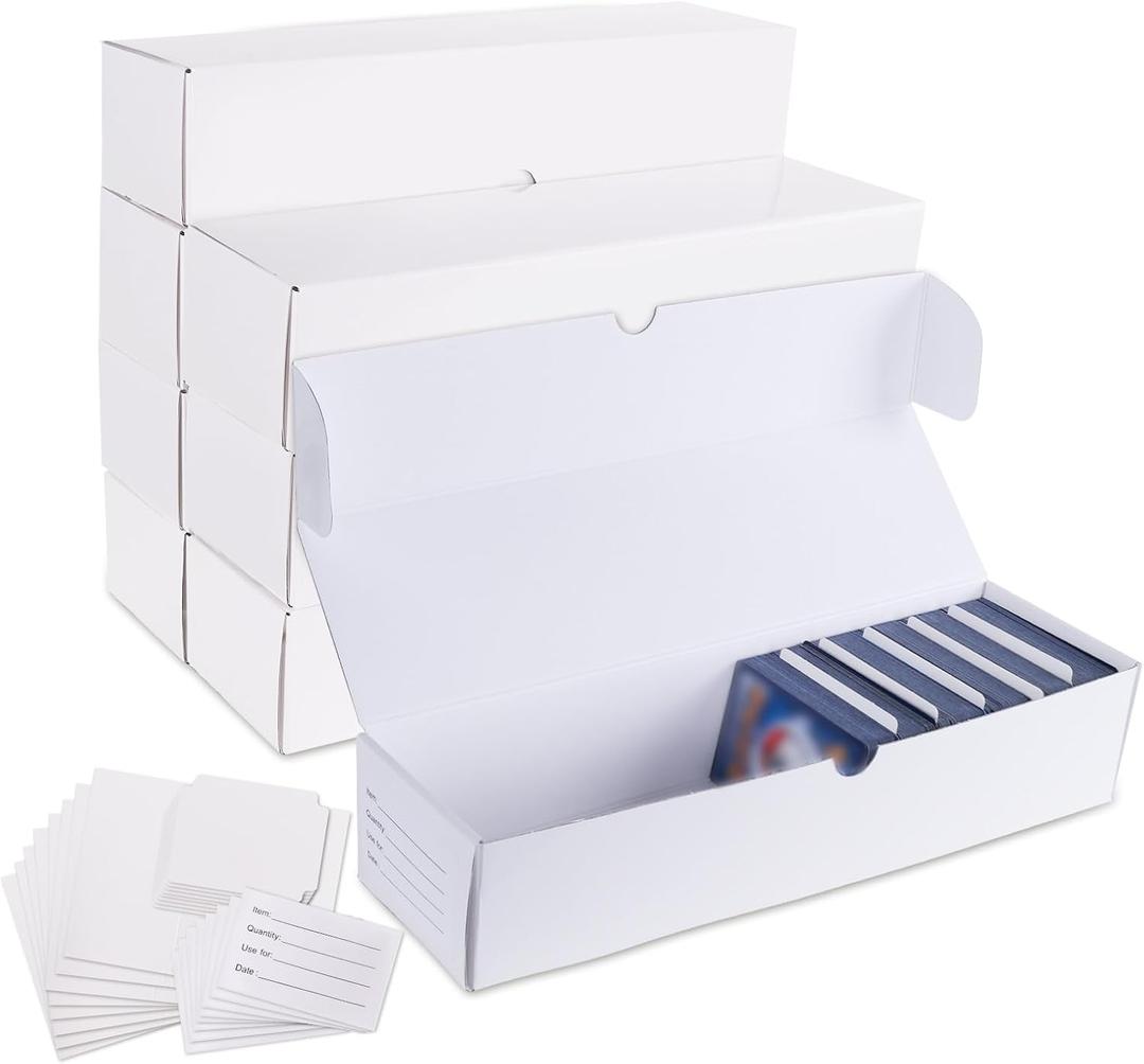 Trading Card Storage Box, 8-Pack 1100 Count Corrugated Cardboard Storage Box for TCG/MTG/Magic/Baseball Cards, Bulk Storage Box for Collectible Game Cards with Dividers & Box Sleeves
