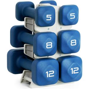 Tone Fitness Neoprene Dumbbell Set with Storage Rack Non-Slip, Anti-Roll Hand Weights for Home Gym Workouts | 20 lb, 32 lb, 50 lb, 60 lb & 100 lb Options