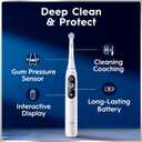 Oral-B Rechargeable Electric Toothbrush, iO7 Limited Deep Clean + Protect, 5 Cleaning Modes, Interactive Display, Visible Pressure Sensor, 2 Brush Heads, Charging Travel Case, White