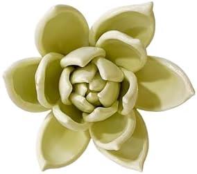 Bi-Sonic Lee Succulent Plant, 4.73" Handmade Ceramic Flower Wall Decoration, Hanging Sculpture, Home Decor (Yellow)