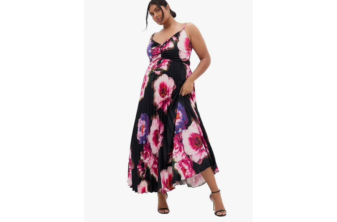 City Chic Women's Cocktail Dress-Ariana Print Pleat Size XL
