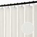 ANRODUO White Long Linen Shower Curtain, 96 Inch Fabric Shower Curtain with 12 Metal Hooks, Waterproof Heavy Duty Polyester, Button Hole Design, Machine Washable for Bathroom Hotel, W72xL96