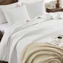 WRENSONGE White King Size Quilt Bedding Sets-3 Pieces Lightweight Bedspreads Summer Coverlet for All Season, Soft King Quilt Bedding Set with 2 Pillow Shams Suitable for Bed, Couch, Quilt Blanket