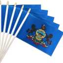 Pack of 20, Handheld Pennsylvania Flags 5x8 Inch - Small State of Pennsylvania PA Flags on Wood Sticks with Spear Top, Mini Pennsylvanian Flag for Elections, Patriotic Independence Day Celebrations
