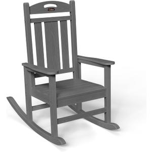 Ciokea Outdoor Rocking Chair, Gray HDPE Rocking Chairs for Outside, All-Weather Comfortable Patio Rockers for Front Porch Deck Balcony (Grey)