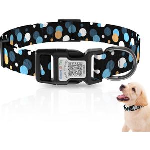 3 x Dog Collars for Small Dogs,Dog Collar with QR Code Name Tag,Soft Polyester Material, Adjustable Pet ID Tag Collar (Black, Small)
