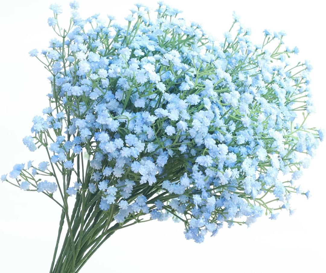 YJPPHDG Babys Breath Artificial Flowers, 12 Pcs Fake Babys Breath Real Touch Flowers Wedding Party Home Garden Decoration - Artificial for Decoration (Blue)