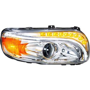 United Pacific 35803 Projection Headlight Assembly, RH, Chrome Housing, High/Low Beam, H11/HB3 Bulb, with Amber LED Signal Light, White LED Position Light and Amber LED Side Marker
