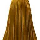 GOOBGS Women's Pleated A-Line High Waist Swing Flare Midi Skirt (L)