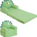 Kids Sofa, Sherpa Couch with Tri-Layer Foam Cushions, Comfy Seating for Kids Age 18 Months and Up, Green (Small)