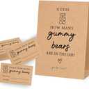 How Many Gummy Bears Baby Shower Game,Bear Themed Baby Shower Decorations,Baby Shower Games Gender Neutral,Bridal Shower Game,Wedding Shower Games,1 Kraft Sign & 50 Kraft Cards Set (multicolorA05)