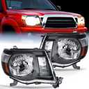 Nilight Headlight Assembly for 2005 2006 2007 2008 2009 2010 2011 Toyota Tacoma Replacement Headlamp Black Housing Amber Reflector
