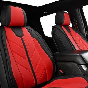 Pickup Seats Covers Compatible with Toyota Tacoma 2005-2023 SR SR5 TRD Off-Road TRD Pro TRD Sport Trall Special Edition Faux Leather, (Red,2 PCS Front Seat)