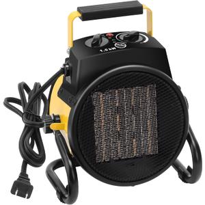 Greenhouse Heater with Thermostat, 1500W Outdoor Heaters for Patio, 3S Fast Heating & 3 Heat Modes, Overheat Protection, Electric Space Heater for Patio, Garage, Greenhouse, Bedroom (Yellow)