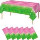 6pcs 54x108Inch Witch Party Decorations Tablecloth,Pink and Green Disposable Rectangle Plastic Table Cloth,Witch Theme Table Cover for Kids Baby Shower Wedding Birthday Party Supplies Decors