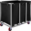 Commercial Laundry cart with Wheels,400L Large Laundry Basket with Wheels, Laundry Hamper on Wheels Heavy Duty with Steel Frame and Waterproof Oxford Cloth, 440Lbs Load (C-Black)