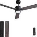 Ceiling Fan with Light Remote: 52 inch Modern Bedroom Fans with Dimmable Tri-Color Temperatures LED - Quiet Reversible DC Motor - Indoor Home Use (Black+Walnut-3)