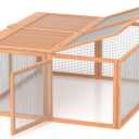 GOJOOASIS Wooden Chicken Coop Pen Folding Rabbit Run Portable Chicken Cages for Outside Chicken Enclosure Outdoor Duck Coop with 2 Accesses & Ventilating Wire for Garden Backyard (Wood)