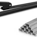 Deli Long Reach Stapler with 1000 Staples, 20 Sheet Capacity, Long Arm Standard Staplers for Booklet or Book Binding, Black