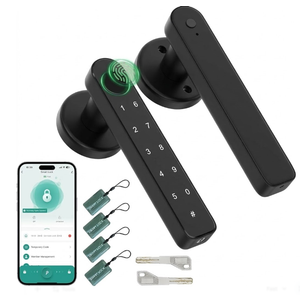 Fingerprint Door Knob Biometric Door Lock with Code Keyless Entry Door Handle for Bedroom Home Hotel Office Apartment Black