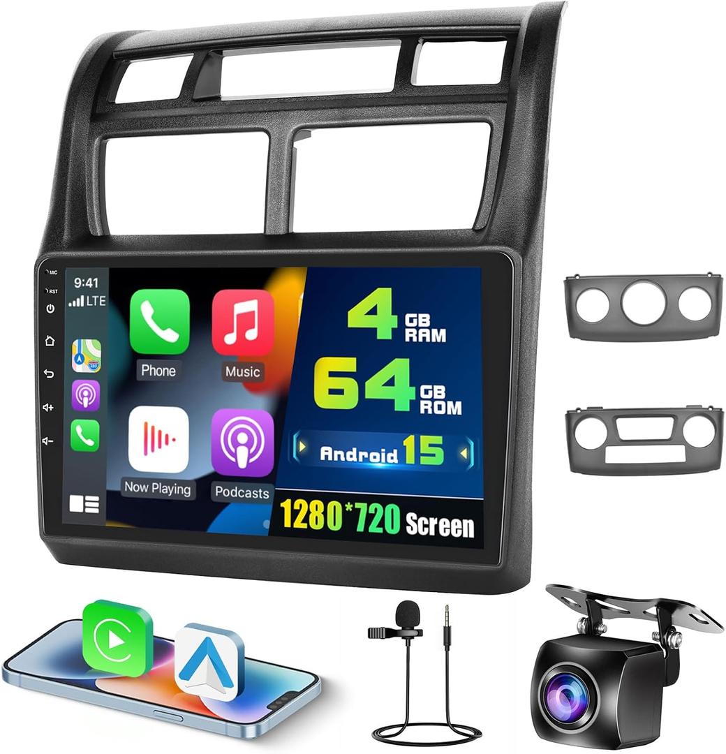 4+64G Radio for Kia Sportage 2007-2013, 9'' IPS Touchscreen Stereo Android 15 Wireless Apple Carplay Android Auto 32EQ 5G WiFi 1080P Bluetooth +Free AHD Backup Camera