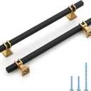 HOME EDIT 5 Pack 7-1/2 inch Black & Gold Cabinet Handles Square Zinc-Alloy Pulls for Kitchen Dresser Closet and Bathroom Cabinets Hardware
