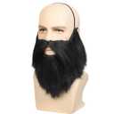 WildCos Fake Beard and Mustache with Elastic Band Facial Hair Cosplay Party Mustache Halloween for for Men (Black)
